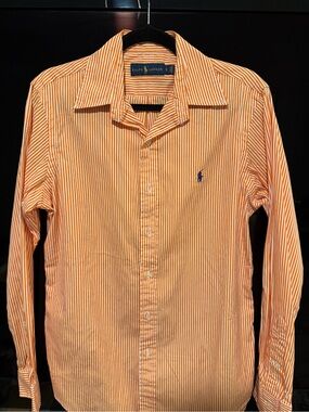 Ralph Lauren Orange and White Striped Button-Up Shirt